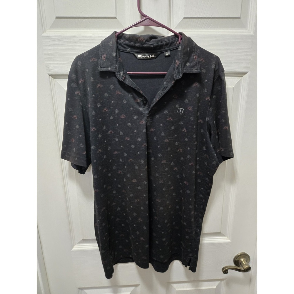 Travis Mathew Modesto Polo Shirt Mens M Medium Black Short Sleeve Pima Cotton